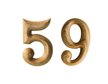 Beautiful wooden numeric isolated on white background Stock Photo - Budget Royalty-Free & Subscription, Code: 400-06558134