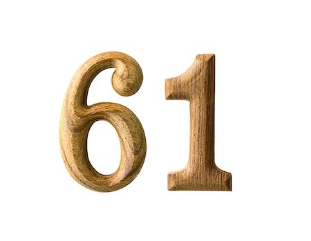 Beautiful wooden numeric isolated on white background Stock Photo - Budget Royalty-Free & Subscription, Code: 400-06558136