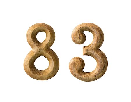 Beautiful wooden numeric isolated on white background Stock Photo - Budget Royalty-Free & Subscription, Code: 400-06558158