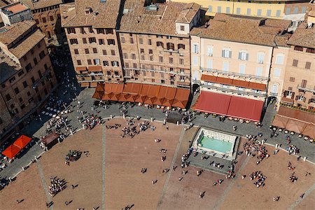 Aerial View on Piazza del Campo, Central Square of Siena, Tuscany, Italy Stock Photo - Budget Royalty-Free & Subscription, Code: 400-06558228