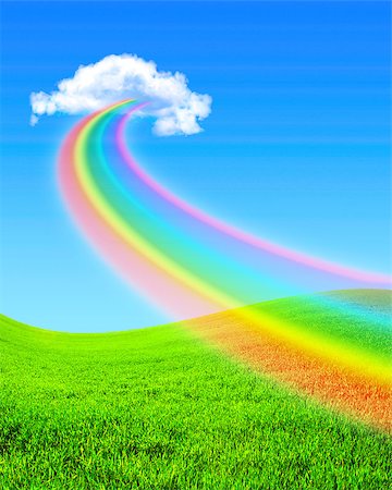 simsearch:400-07125324,k - Beautiful bright rainbow in the blue sky Stock Photo - Budget Royalty-Free & Subscription, Code: 400-06558319