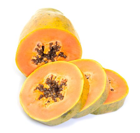 simsearch:400-07251248,k - Fresh Papaya with Slices on a white background Foto de stock - Super Valor sin royalties y Suscripción, Código: 400-06558789