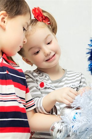 simsearch:400-07088886,k - two beautiful happy children decorate christmas tree Stock Photo - Budget Royalty-Free & Subscription, Code: 400-06558843
