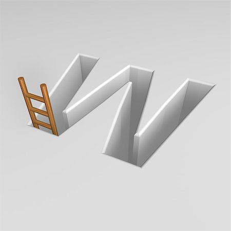 simsearch:400-04741714,k - uppercase letter w shape hole with ladder - 3d illustration Stockbilder - Microstock & Abonnement, Bildnummer: 400-06559565