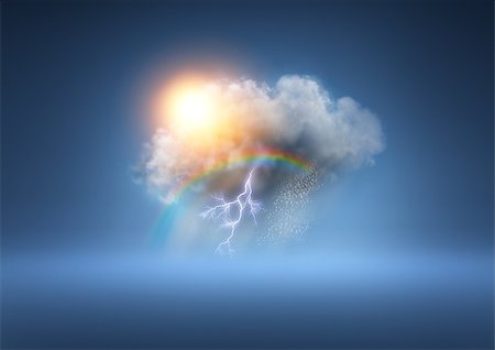 sun sky rain - All Weather Cloud - A cloud with lots of weather elements! Stock Photo - Budget Royalty-Free & Subscription, Code: 400-06559905