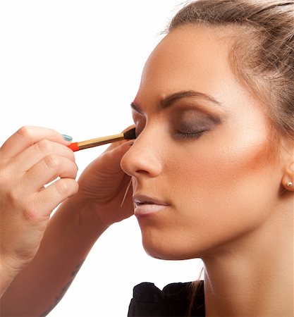 richscalzo (artist) - professional female makeup artist applying makeup to model's face Foto de stock - Super Valor sin royalties y Suscripción, Código: 400-06553664
