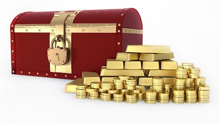 dengess (artist) - Treasure chest and Gold ingot and money Stock Photo - Budget Royalty-Free & Subscription, Code: 400-06553674