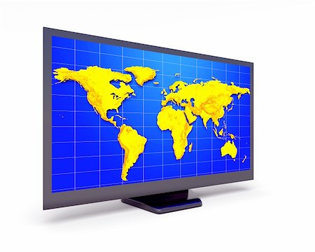 simsearch:400-05678491,k - Abstract Widescreen lcd display with world map Stock Photo - Budget Royalty-Free & Subscription, Code: 400-06553736