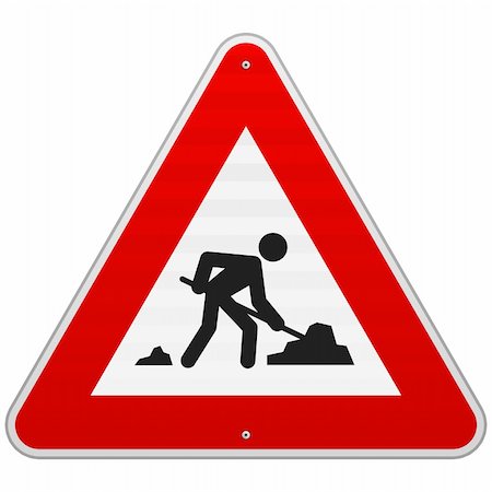 road signs safety - Men at Work European sign as triangle shape with red border Stock Photo - Budget Royalty-Free & Subscription, Code: 400-06553954