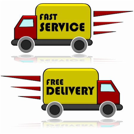 simsearch:400-06553976,k - Illustration showing a truck with the words "Fast Service" and "Free Delivery" Foto de stock - Royalty-Free Super Valor e Assinatura, Número: 400-06553981