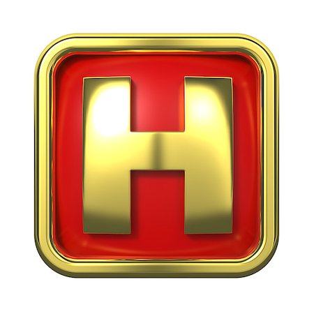 simsearch:400-06567756,k - Gold Letter "H" on Red Background with Frame. Photographie de stock - Aubaine LD & Abonnement, Code: 400-06564318