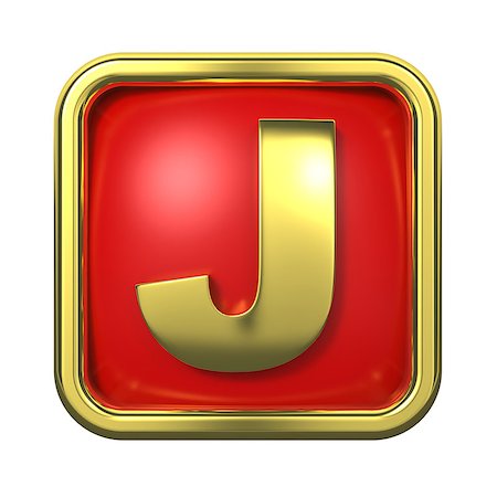 simsearch:400-06567756,k - Gold Letter "J" on Red Background with Frame. Photographie de stock - Aubaine LD & Abonnement, Code: 400-06564319