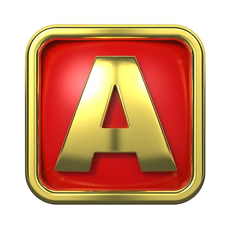 simsearch:400-06567756,k - Gold Letter "A" on Red Background with Frame. Photographie de stock - Aubaine LD & Abonnement, Code: 400-06564311