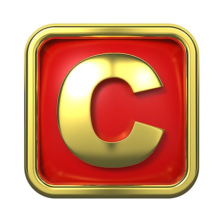 simsearch:400-06567756,k - Gold Letter "C" on Red Background with Frame. Photographie de stock - Aubaine LD & Abonnement, Code: 400-06564313