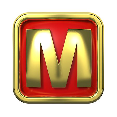 simsearch:400-06567756,k - Gold Letter "M" on Red Background with Frame. Photographie de stock - Aubaine LD & Abonnement, Code: 400-06564324