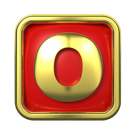 simsearch:400-06567756,k - Gold Letter "O" on Red Background with Frame. Photographie de stock - Aubaine LD & Abonnement, Code: 400-06564325