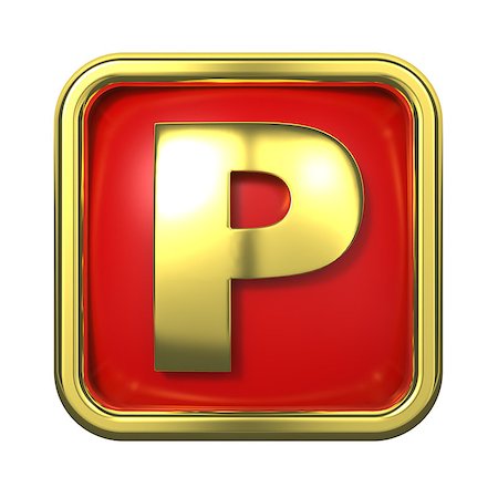 simsearch:400-06567756,k - Gold Letter "P" on Red Background with Frame. Photographie de stock - Aubaine LD & Abonnement, Code: 400-06564326