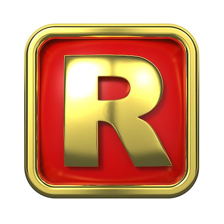 simsearch:400-06567756,k - Gold Letter "R" on Red Background with Frame. Photographie de stock - Aubaine LD & Abonnement, Code: 400-06564327