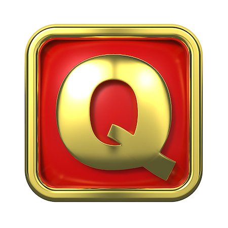 simsearch:400-06567756,k - Gold Letter "Q" on Red Background with Frame. Photographie de stock - Aubaine LD & Abonnement, Code: 400-06564328