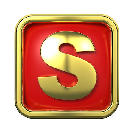 simsearch:400-06567756,k - Gold Letter "S" on Red Background with Frame. Photographie de stock - Aubaine LD & Abonnement, Code: 400-06564329