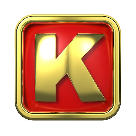 simsearch:400-06567756,k - Gold Letter "K" on Red Background with Frame. Photographie de stock - Aubaine LD & Abonnement, Code: 400-06564321
