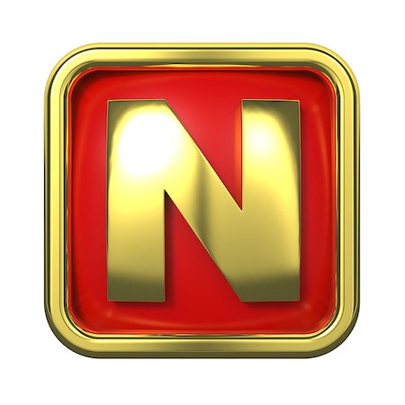 simsearch:400-06567756,k - Gold Letter "N" on Red Background with Frame. Photographie de stock - Aubaine LD & Abonnement, Code: 400-06564323