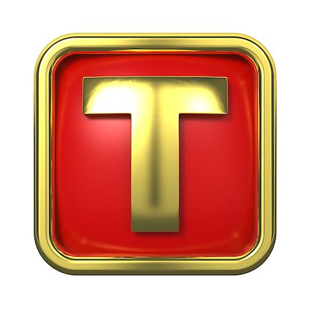 simsearch:400-06567756,k - Gold Letter "T" on Red Background with Frame. Photographie de stock - Aubaine LD & Abonnement, Code: 400-06564330