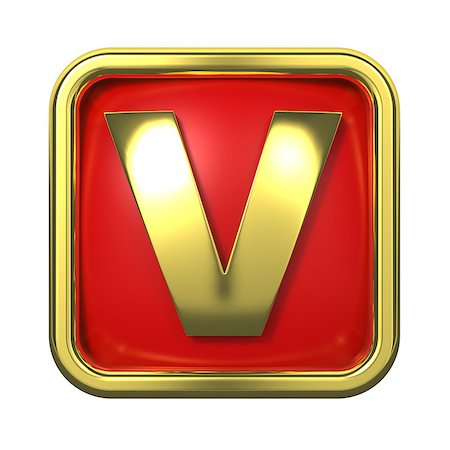 simsearch:400-06567756,k - Gold Letter "V" on Red Background with Frame. Photographie de stock - Aubaine LD & Abonnement, Code: 400-06564331