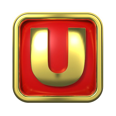 simsearch:400-06567756,k - Gold Letter "U" on Red Background with Frame. Photographie de stock - Aubaine LD & Abonnement, Code: 400-06564332