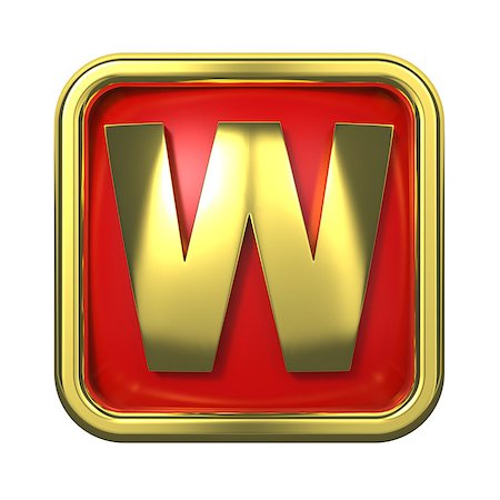 simsearch:400-06567756,k - Gold Letter "W" on Red Background with Frame. Photographie de stock - Aubaine LD & Abonnement, Code: 400-06564333