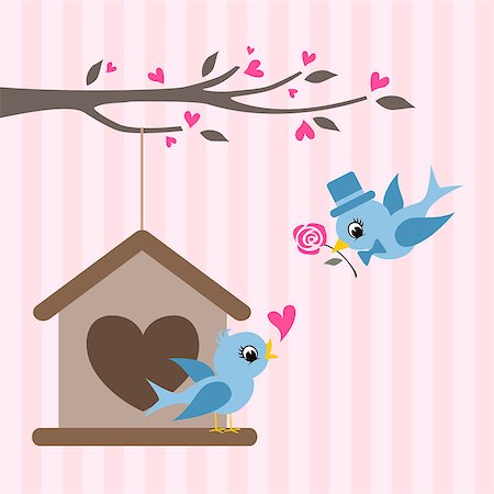 Love birds valentine greeting design Stock Photo - Budget Royalty-Free & Subscription, Code: 400-06564603