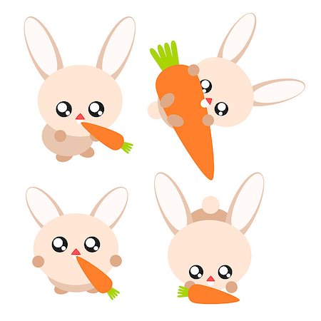 Cartoon rabbit and carrot in cute concept illustration Stock Photo - Budget Royalty-Free & Subscription, Code: 400-06564640