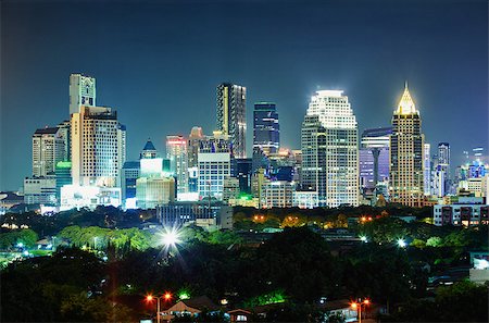 Panorama of the city at night. Thailand, Bangkok, the center. Stock Photo - Budget Royalty-Free & Subscription, Code: 400-06564756