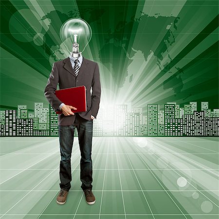 simsearch:400-06464519,k - Business idea concept. Lamp head human against conceptual background Stockbilder - Microstock & Abonnement, Bildnummer: 400-06565138