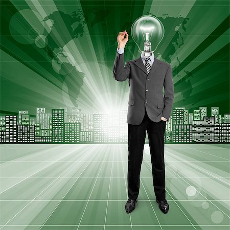 simsearch:400-06464519,k - Business idea concept. Lamp head human against conceptual background Stockbilder - Microstock & Abonnement, Bildnummer: 400-06565139