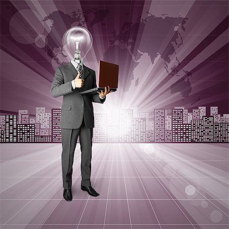 simsearch:400-06464519,k - Business idea concept. Lamp head human against conceptual background Stockbilder - Microstock & Abonnement, Bildnummer: 400-06565133