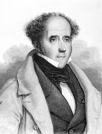 simsearch:400-06568957,k - Francois Rene de Chateaubriand (1768-1848) on engraving from 1859. French writer, politician, diplomat and historian. Engraved by unknown artist and published in Meyers Konversations-Lexikon, Germany,1859. Stockbilder - Microstock & Abonnement, Bildnummer: 400-06565261