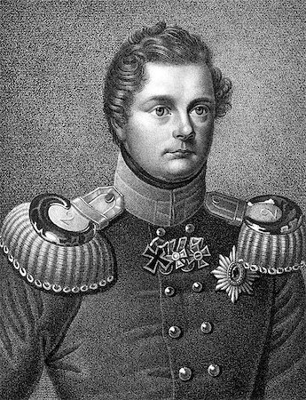 simsearch:400-06456570,k - Frederick William IV of Prussia (1795-1861) on engraving from 1859. King of Prussia during 1840-1861. Engraved by unknown artist and published in Meyers Konversations-Lexikon, Germany,1859. Stock Photo - Budget Royalty-Free & Subscription, Code: 400-06565277