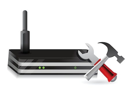 simsearch:400-06332402,k - Wireless Router and tools illustration design over a white background Foto de stock - Super Valor sin royalties y Suscripción, Código: 400-06565511