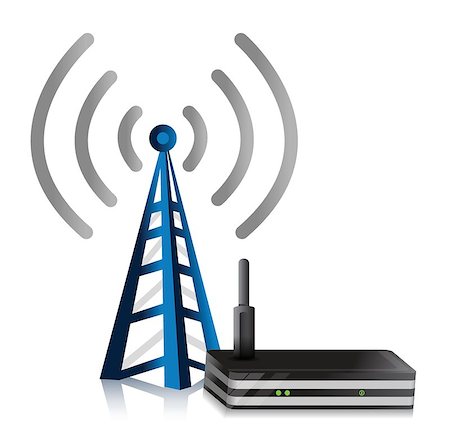 Wireless Router tower illustration design over a white background Stock Photo - Budget Royalty-Free & Subscription, Code: 400-06565513