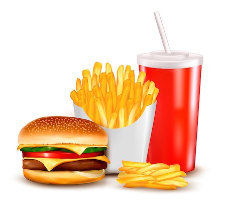 Group of fast food products. Vector illustration. Stock Photo - Budget Royalty-Free & Subscription, Code: 400-06565682