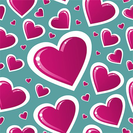 Valentine day pink love heart shape seamless pattern. Vector illustration layered for easy manipulation and custom coloring. Stock Photo - Budget Royalty-Free & Subscription, Code: 400-06565837