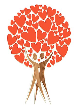 Valentine day couple tree of love isolated over white. Vector illustration layered for easy manipulation and custom coloring. Stock Photo - Budget Royalty-Free & Subscription, Code: 400-06565831