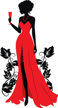 drawing girls body - Silhouette of woman with wineglass.  Isabelle series Stock Photo - Budget Royalty-Free & Subscription, Code: 400-06565867
