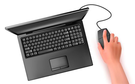 Hand with computer mouse and notebook  Vector illustration Stock Photo - Budget Royalty-Free & Subscription, Code: 400-06566552