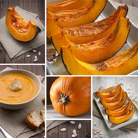 simsearch:400-07224405,k - Composition with pumpkin raw and prepared to meal Photographie de stock - Aubaine LD & Abonnement, Code: 400-06566619