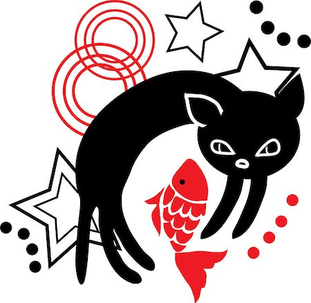 Cat silhouette in France. Black and red Foto de stock - Super Valor sin royalties y Suscripción, Código: 400-06567278