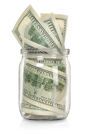 Money in the jar isolated on white background Stock Photo - Budget Royalty-Free & Subscription, Code: 400-06567444