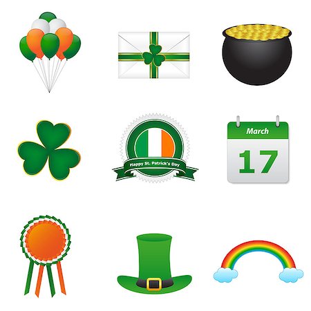 simsearch:400-04316567,k - Collection of St. patrick's day icons Foto de stock - Royalty-Free Super Valor e Assinatura, Número: 400-06567483