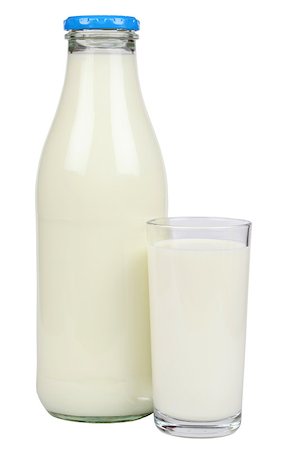 Milk in a bottle and in a glass, isolated on white background Photographie de stock - Aubaine LD & Abonnement, Code: 400-06567535